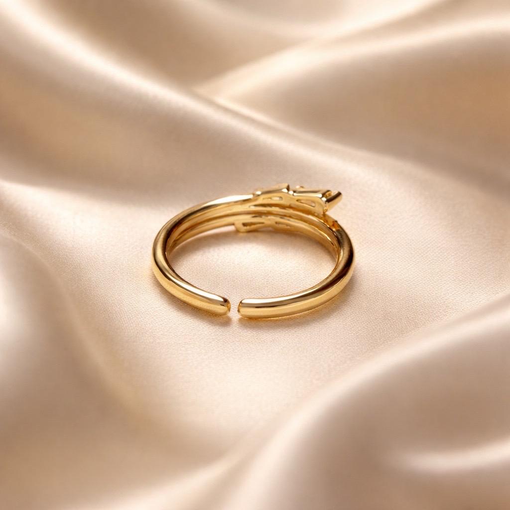 Adjustable Stackable Ring – Gold Plated Stainless Steel Band with Sparkling Cubic Zirconia