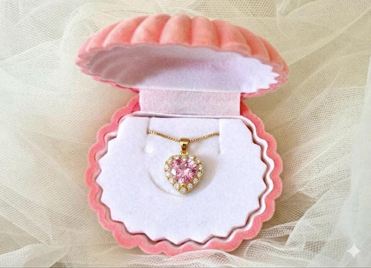 Pink Heart Necklace – Adjustable Chain Necklace With Cubic Zirconia Pendant Gift For Her – handmade Hawaiian jewelry, Island Goddess Jewelry