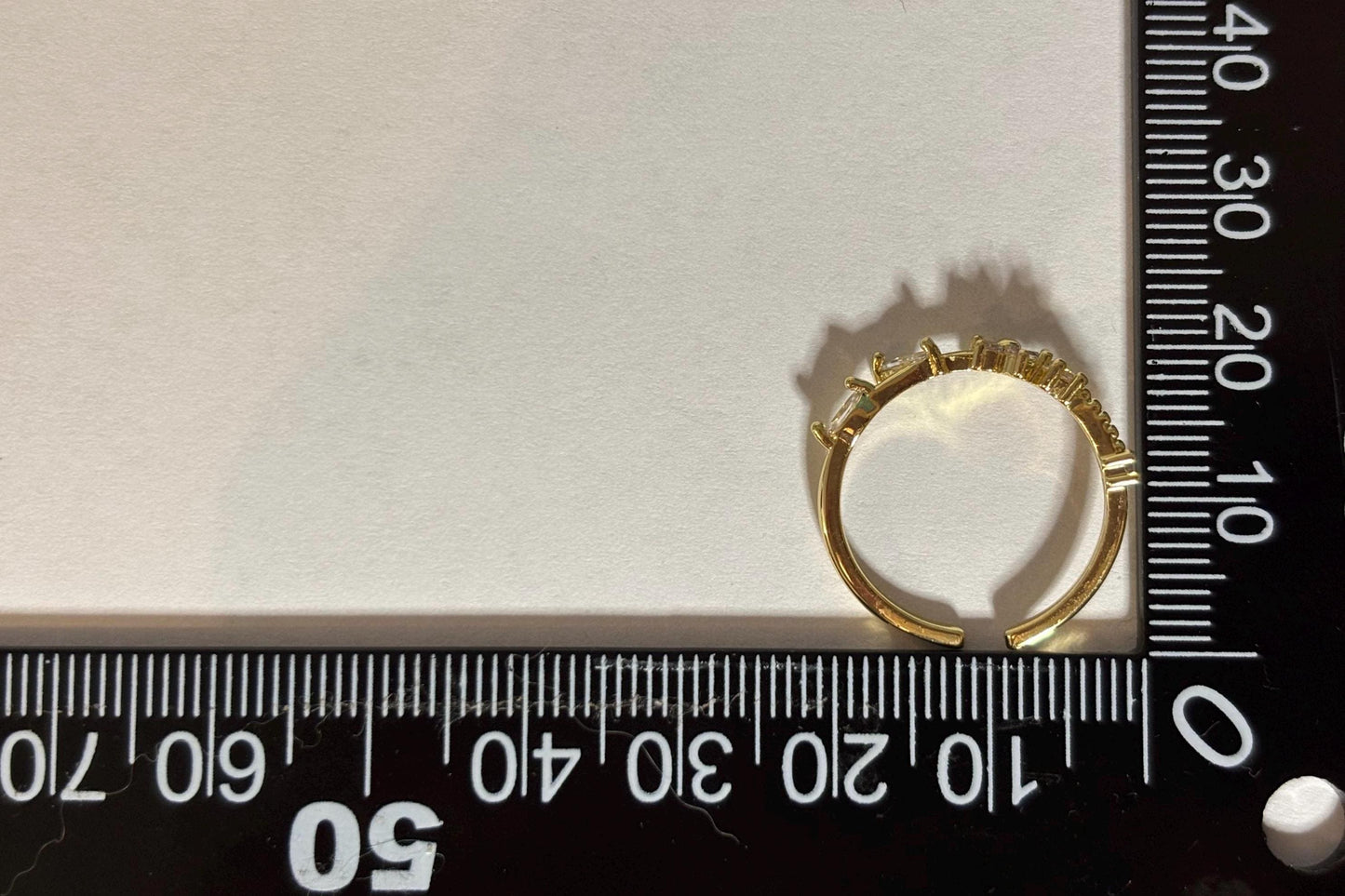 Plumeria Flower Ring – Adjustable Stackable Gold Plated Cubic Zirconia Jewelry