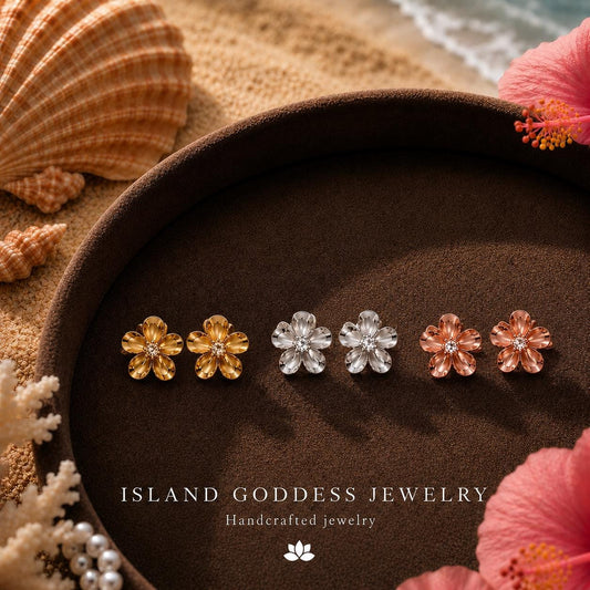 Plumeria Flower Earrings, Daisy Studs, Gift For Her, Hawaii Love, gift for girlfriend, daisy earrings, flower stud – handmade Hawaiian jewelry, Island Goddess Jewelry