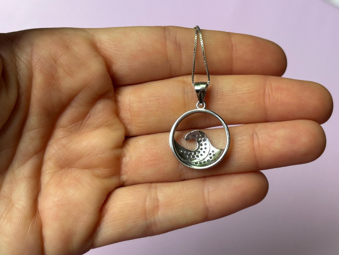 Blue Topaz Wave Necklace – 925 Sterling Silver