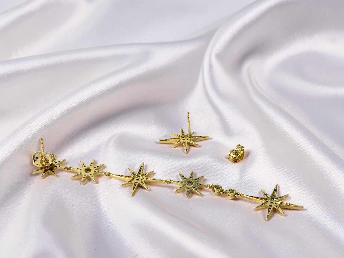 North Star Earrings – Stackable Gold 14K Gold Plated Celestial Jewelry