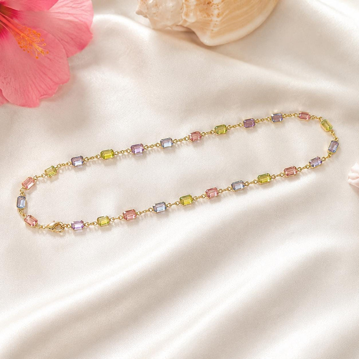 Dainty Gemstone Necklace, Pastel Gold Chain - Gift For Her Today!, colorful necklace, dainty gold necklace, everyday jewelry – handmade Hawaiian jewelry, Island Goddess Jewelry