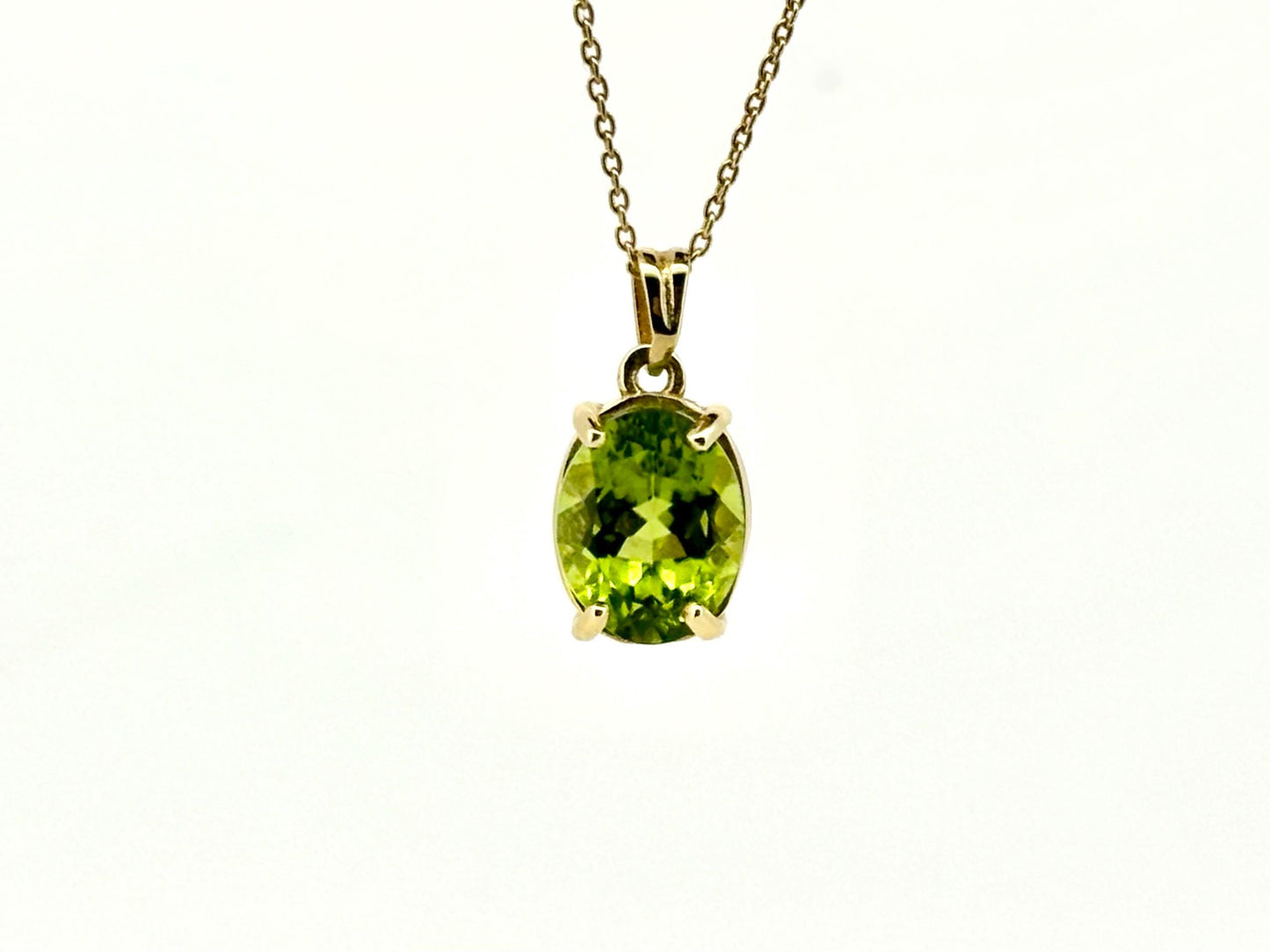 14K Solid Gold Pendant Peridot Pendant Hawaiian Diamond Peles Tears - Birthday Gift for Her Gift For Mom Gold Necklace Peridot Necklace