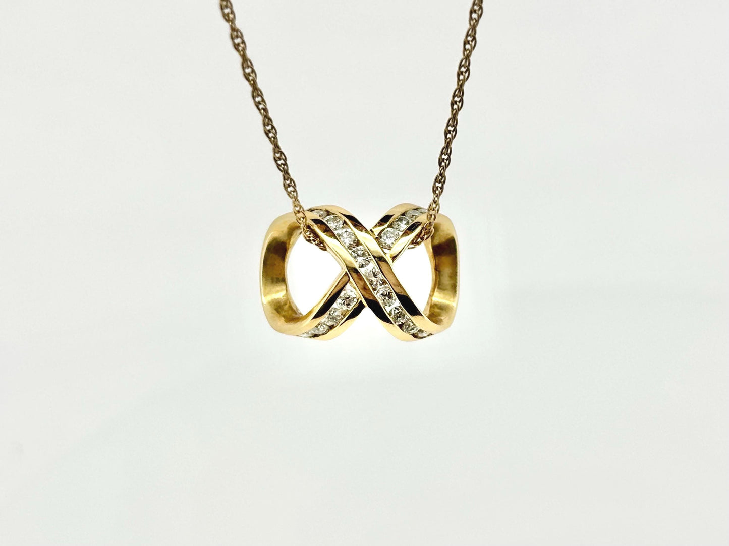 14K Yellow Gold Diamond Infinity Pendant, Diamond Necklace, Dainty Gold Charm,Elegant Infinity Necklace Birthday Gift for Her