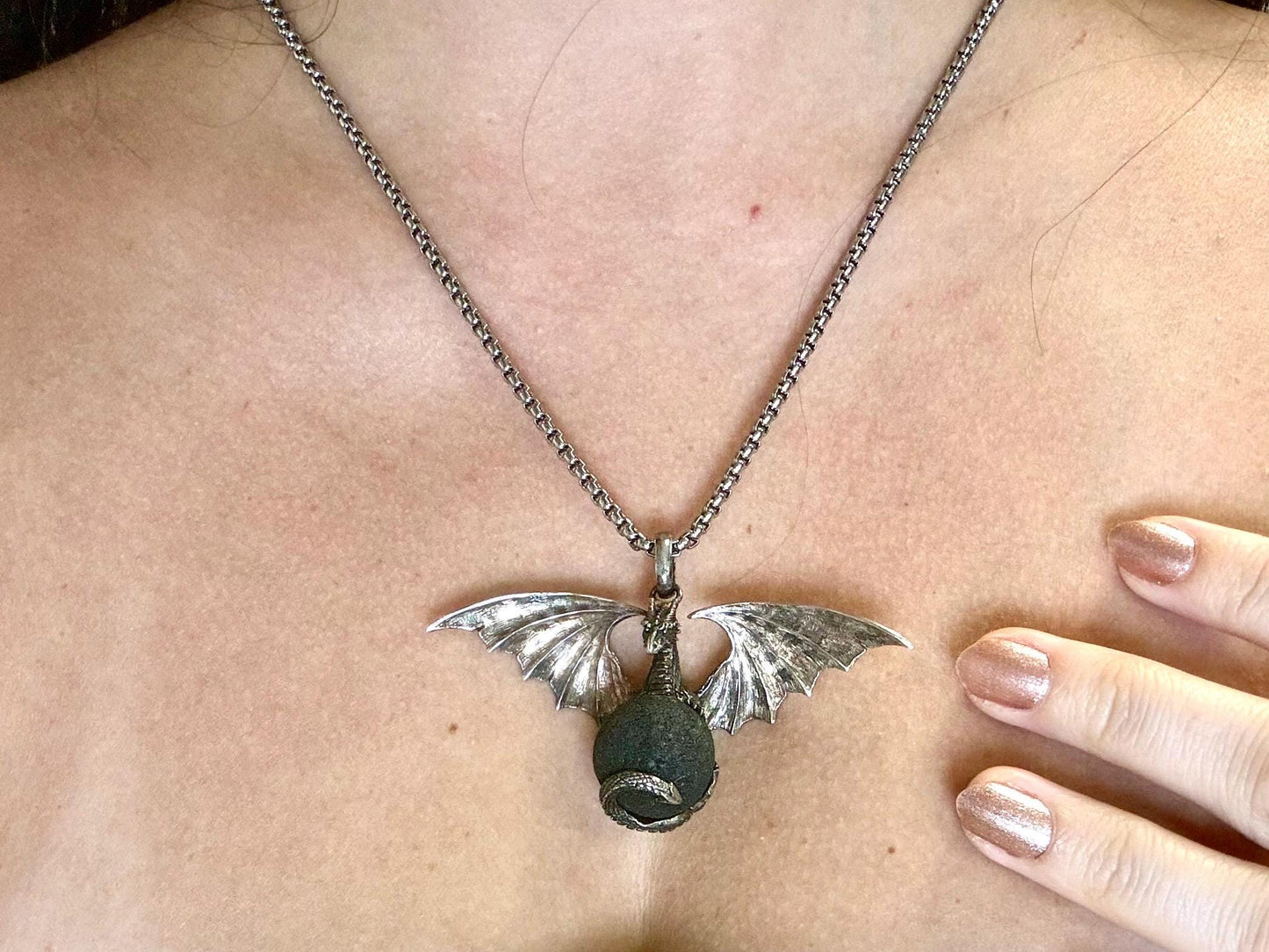 Dragon Necklace Dragon Pendant Halloween Necklace Costume Jewelry Lava Stone Pendant Witch Jewelry Witch Pendant Spooky Season Accessories