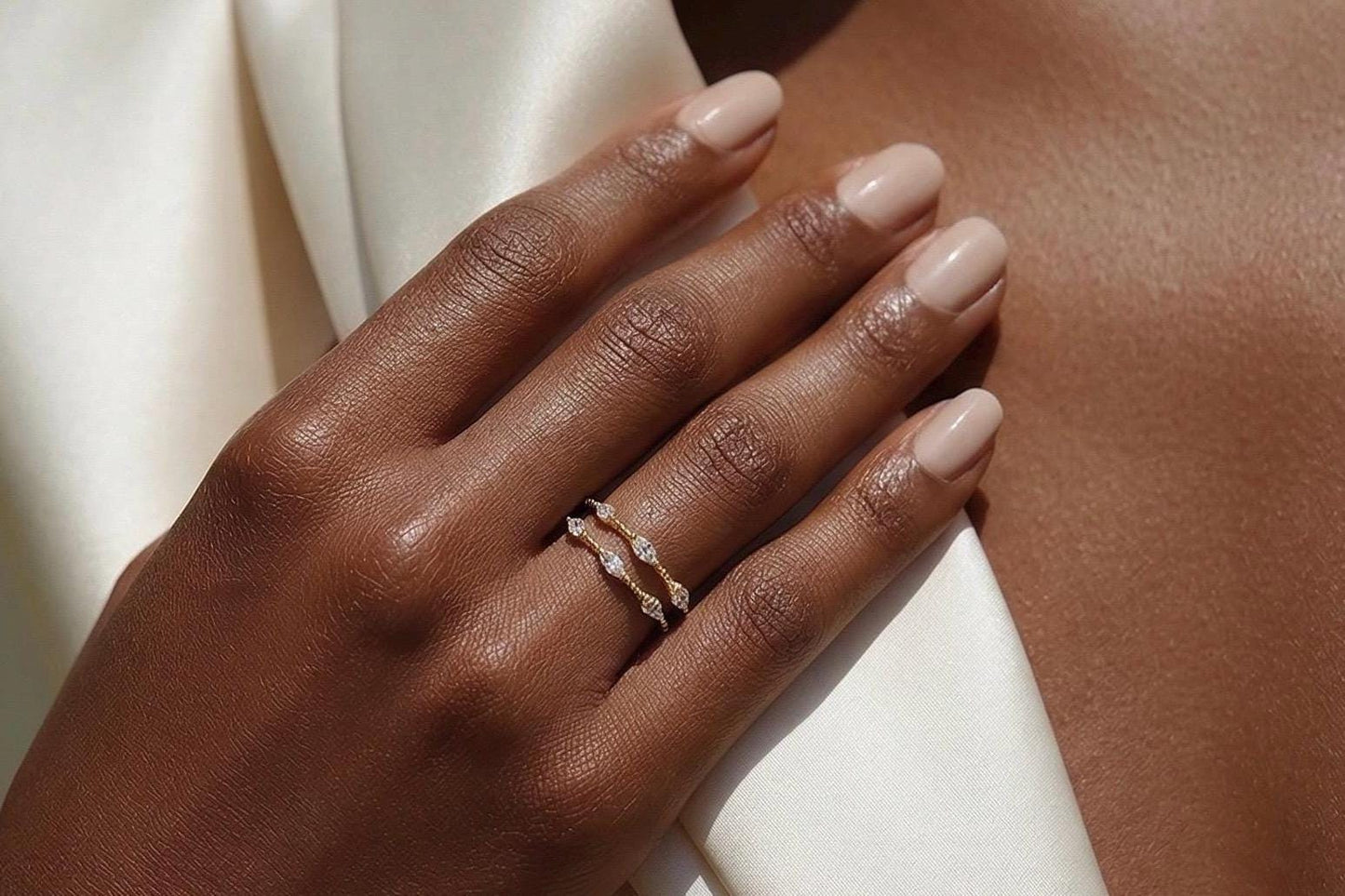 Gold Plated Stackable Ring – Adjustable Size Band With Sparkling Cubic Zirconia Star