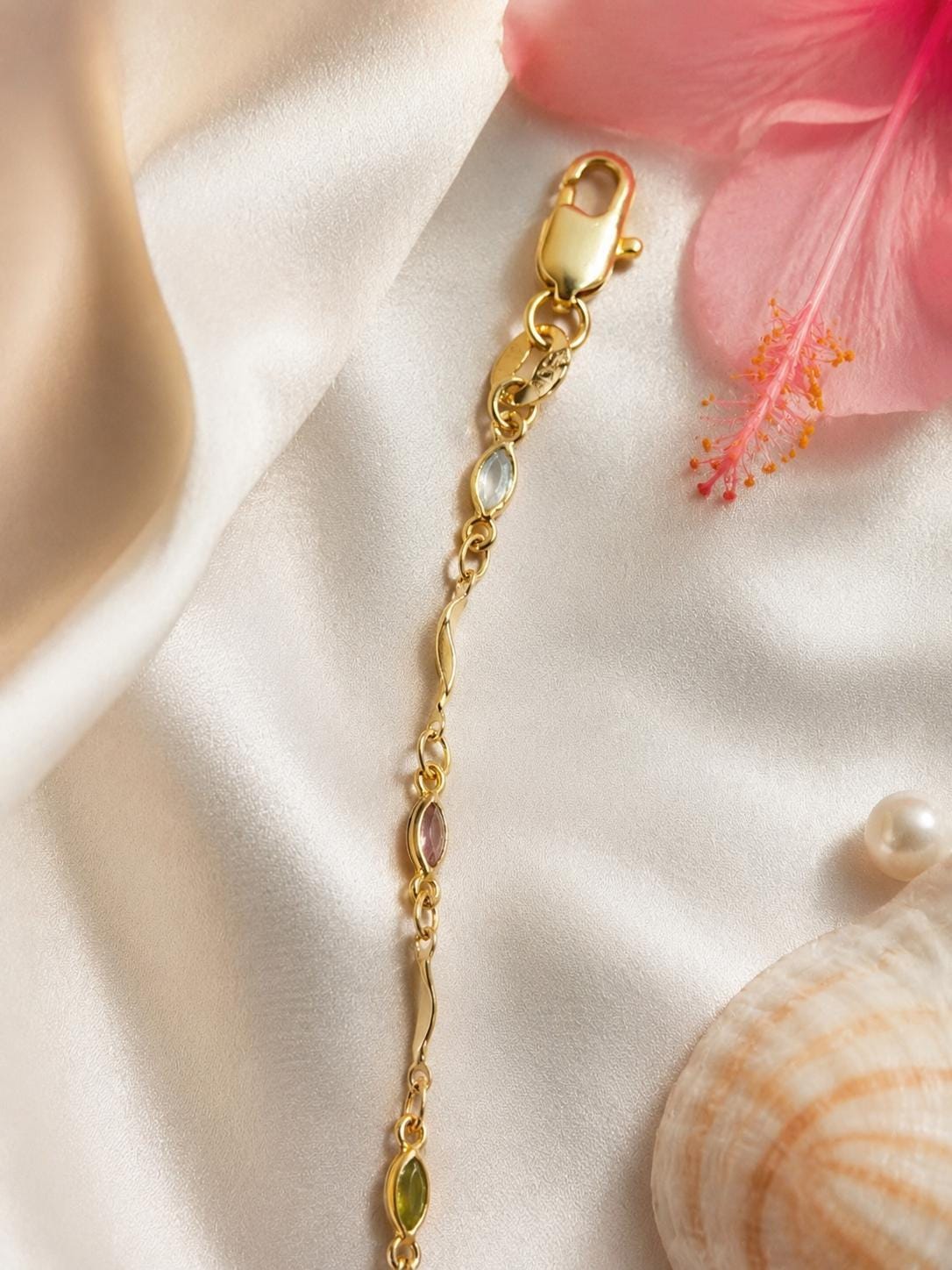Pastel Gemstone Bracelet | Dainty Gold, Colorful CZ, Gift For Her
