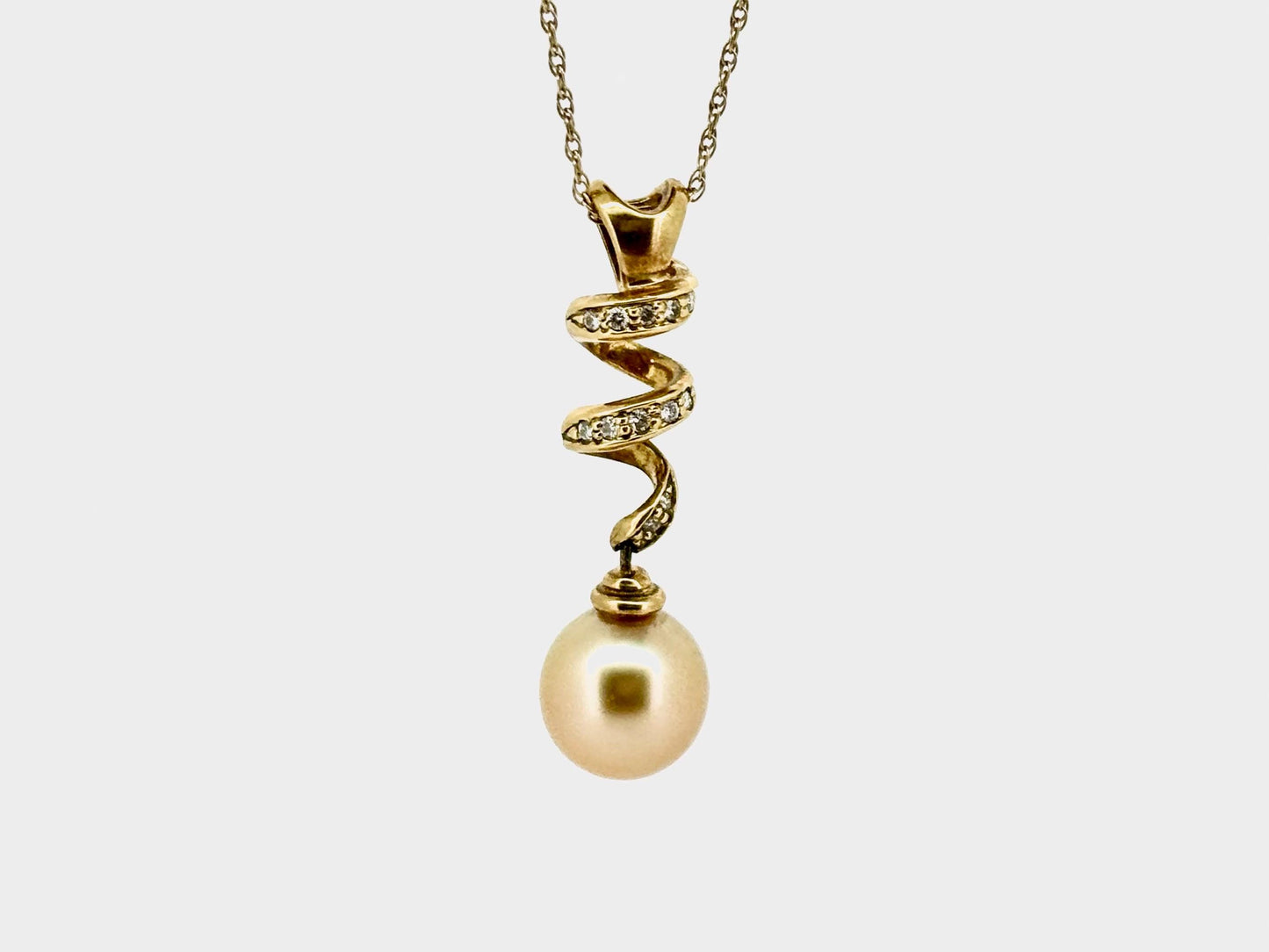 Genuine Golden South Sea Pearl Necklace - 18K Yellow Gold with 0.11 ct Diamond - Perfect Gift for Birthday, Anniversary, Wedding