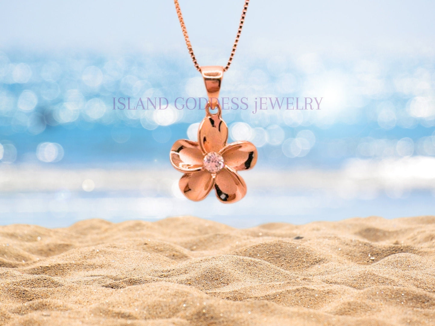 Hawaiian Plumeria Flower Necklace 925 Sterling Silver 14K Rose Gold Plated with chain Cute Gift for Her Tarnish Free Gift for Girlfriend