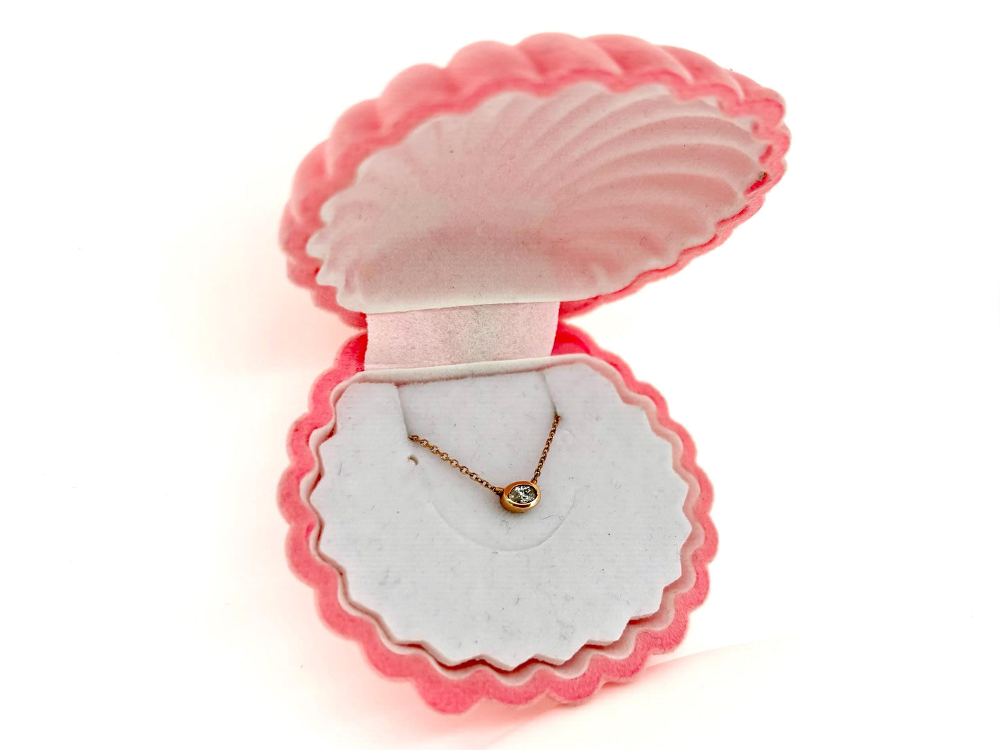 14K Rose Gold Oval Diamond Necklace, 0.10ct Solitaire, 18 Inch Chain, Dainty Minimalist Jewelry, Genuine Diamond Gift for Her