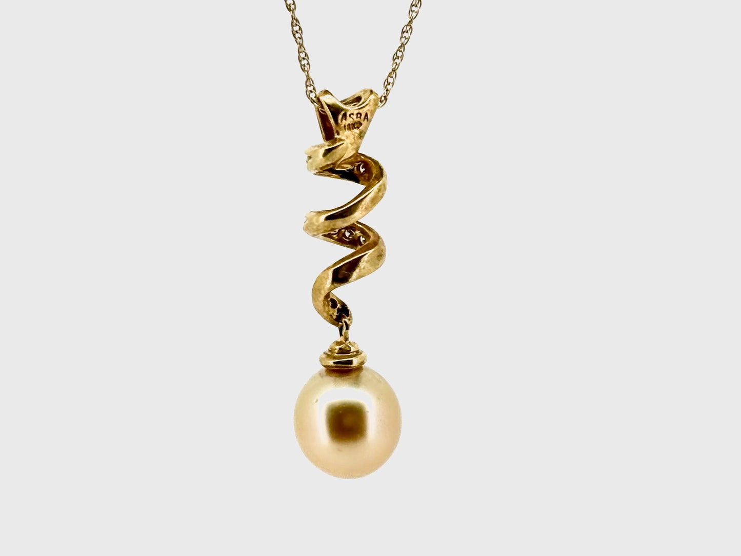 Genuine Golden South Sea Pearl Necklace - 18K Yellow Gold with 0.11 ct Diamond - Perfect Gift for Birthday, Anniversary, Wedding