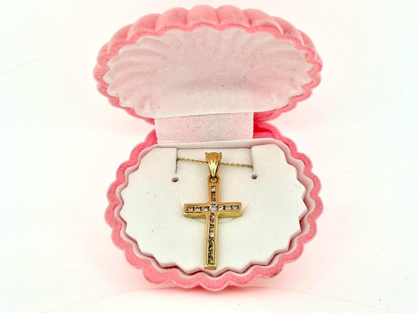 14K Solid Yellow Gold Cross Necklace Jesus Christ Pendant Diamond Cross Christian Gift for her Chritian Gift for Wife Christmas Gift