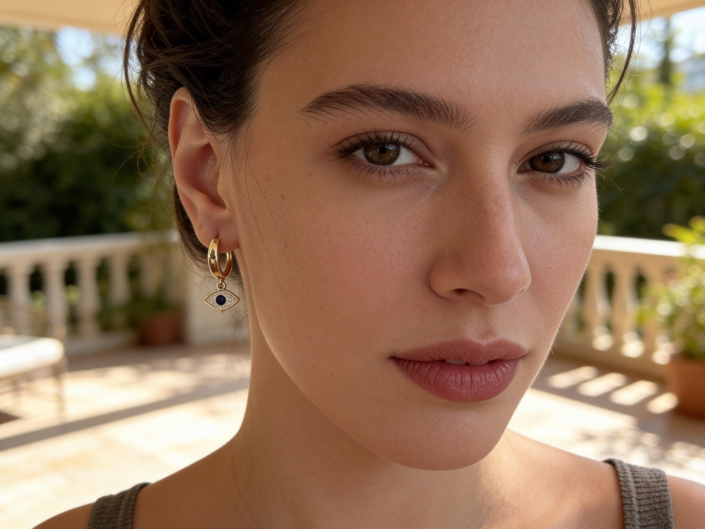 Evil Eye Hoop Earrings – Dainty Protection Gold Hoops With Sparkling Cubic Zirconia