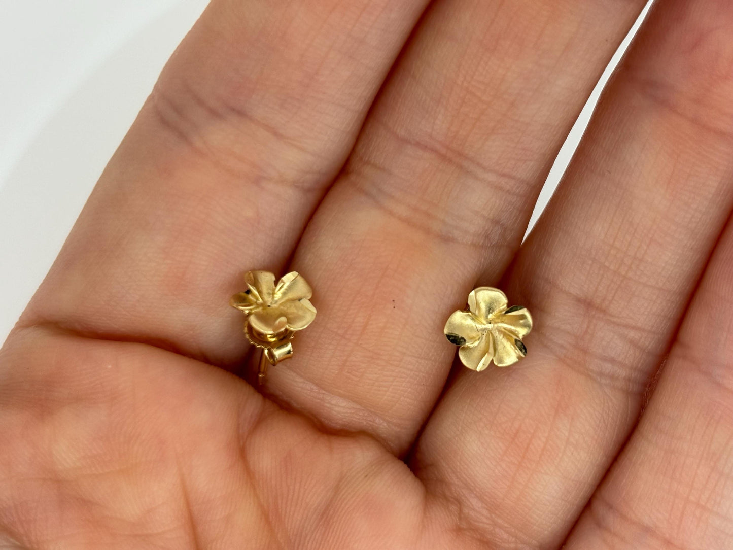 14K Solid Gold Plumeria Earrings Flower Earrings Gold Earrings Birthday Gift for her Gift for Mom Flower Studs Gold Studs Plmueria Studs