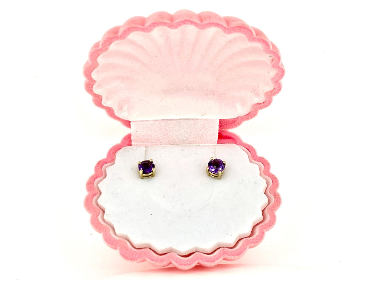 14k  Gold Round Amethyst Earrings, February Birthstone, Amethyst Stud, Birthday Gift For Her, For Mom, Anniversary Gift, Calming Jewel