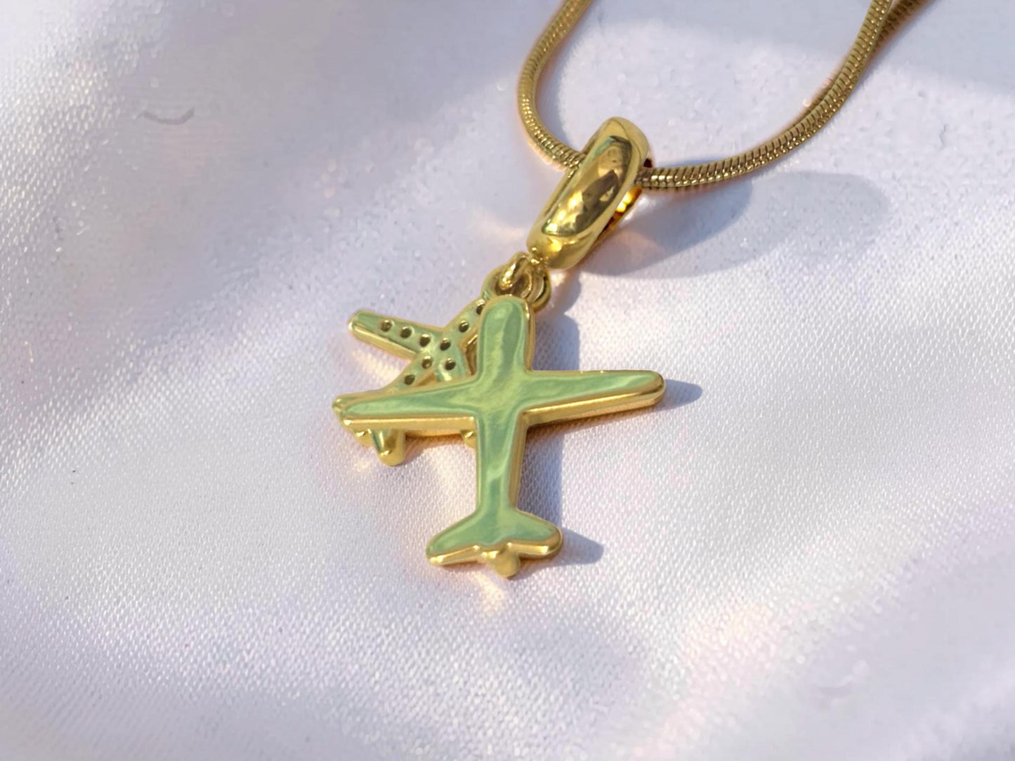 Gold Airplane Necklace – Dainty Travel Charm With Cubic Zirconia Pendant