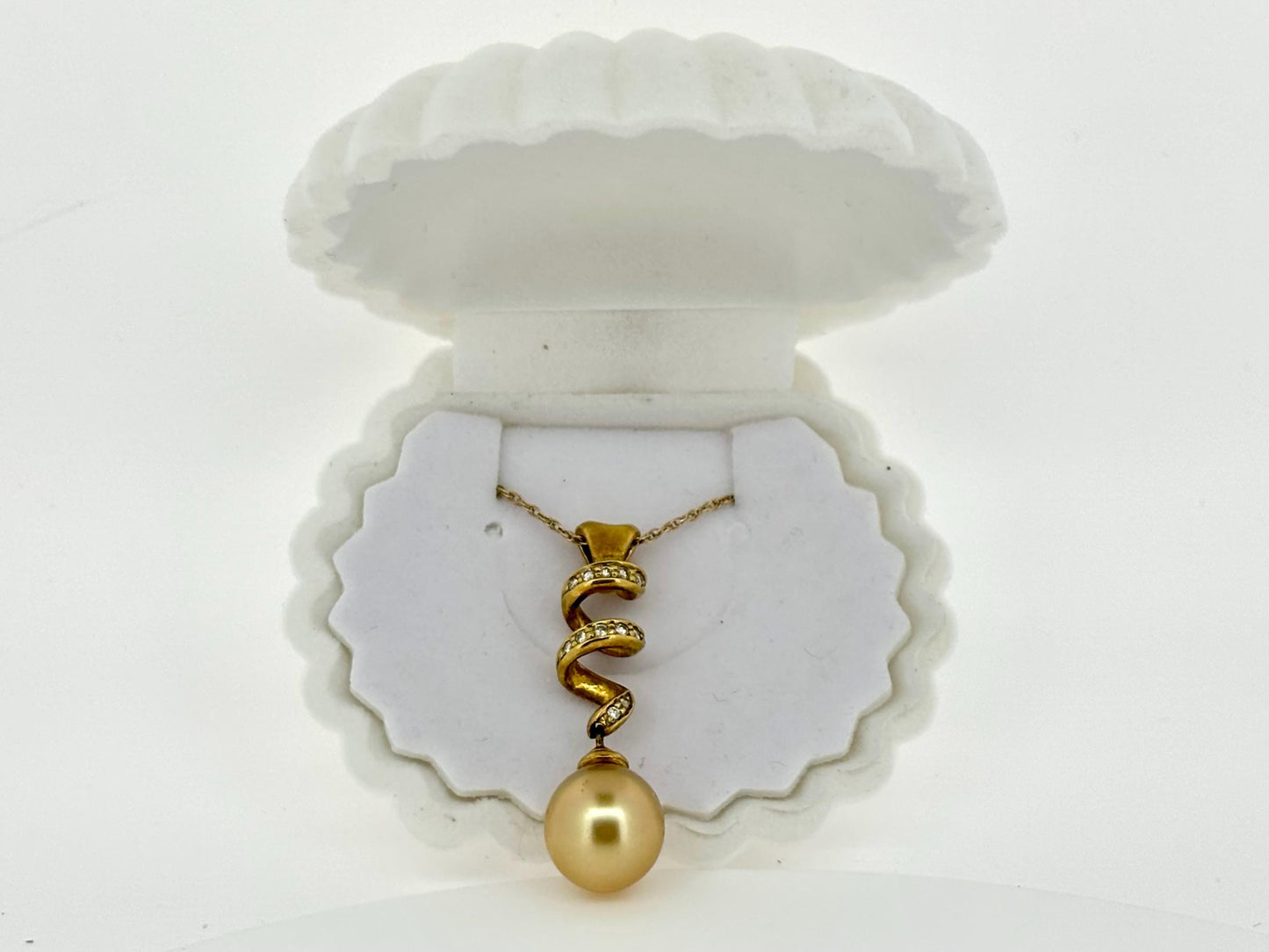 Genuine Golden South Sea Pearl Necklace - 18K Yellow Gold with 0.11 ct Diamond - Perfect Gift for Birthday, Anniversary, Wedding