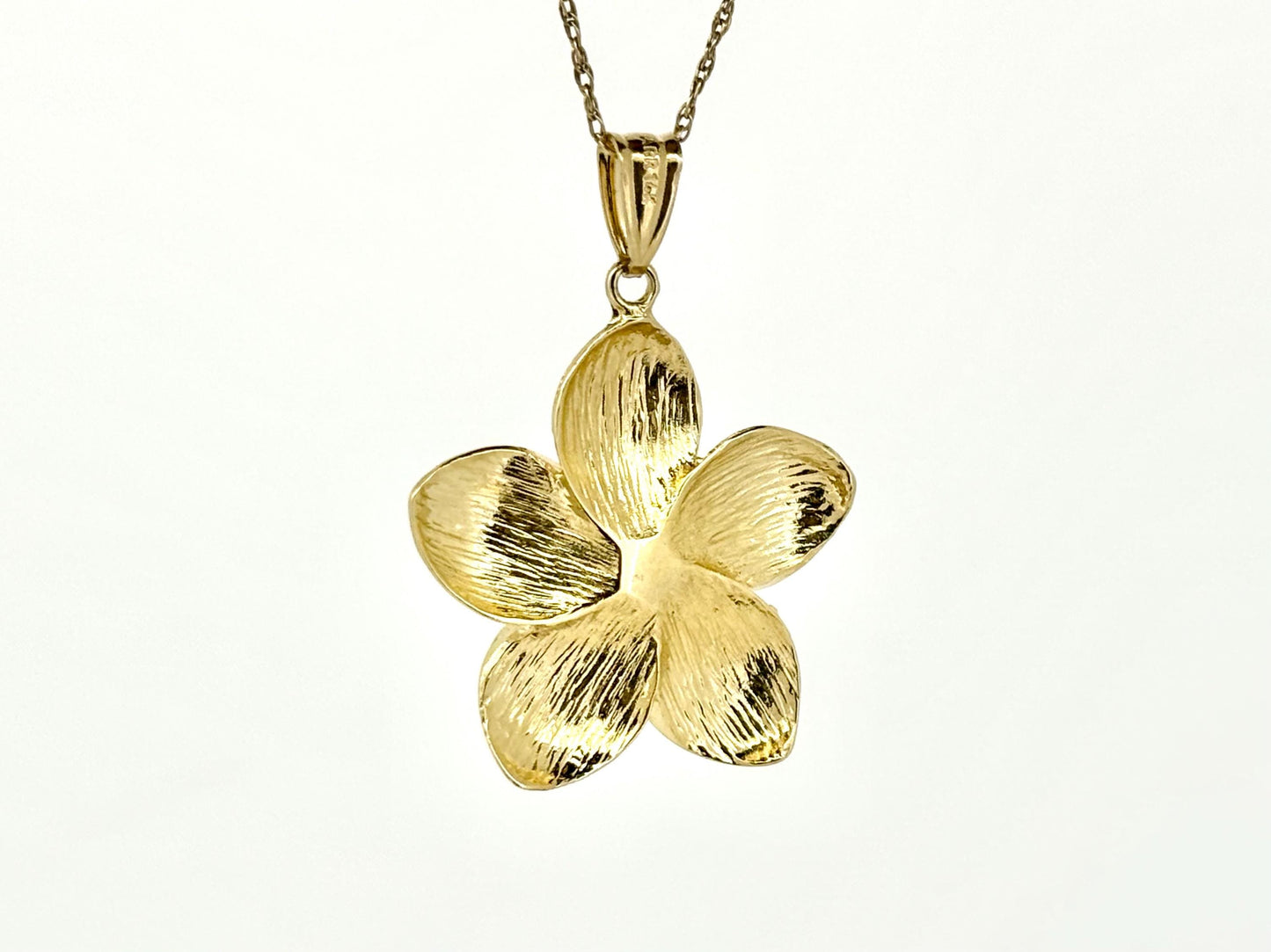 14K Solid Gold Plumeria Pendant Flower Pendant Necklace Gold Pendant Birthday Gift for her Gift for Mom Flower Necklace