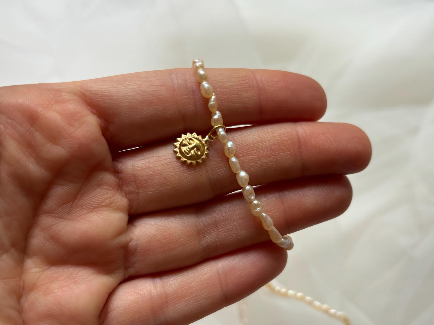 Gold Sun Necklace Genuine Freshwater White Pearl Necklace Leo Gift for Girlfriend Celestial Gold Filled Tarnish Free Dainty Gift For Her