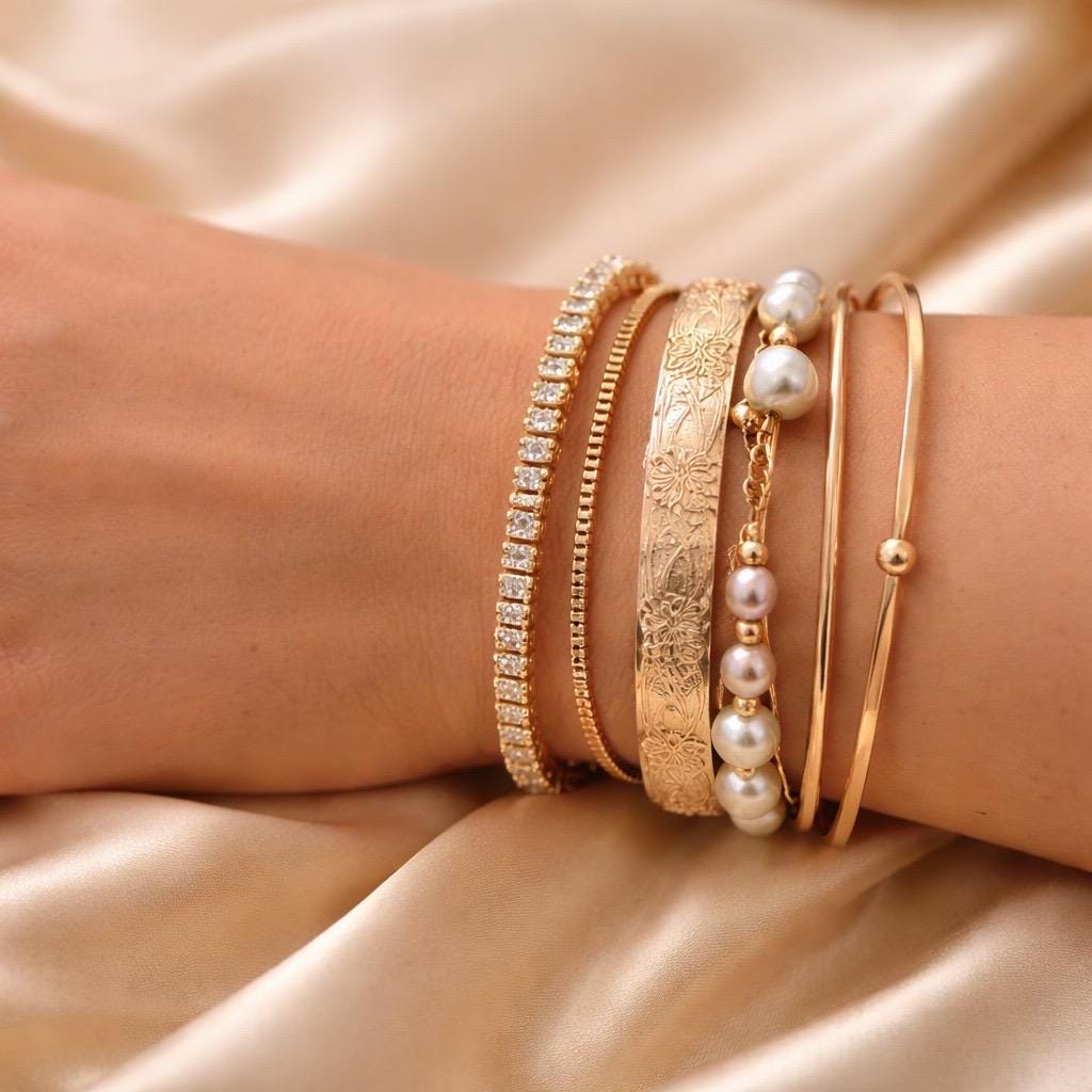 Dainty Tennis Bracelet – Adjustable Gold Stackable Bracelet With Sparkling Cubic Zirconia