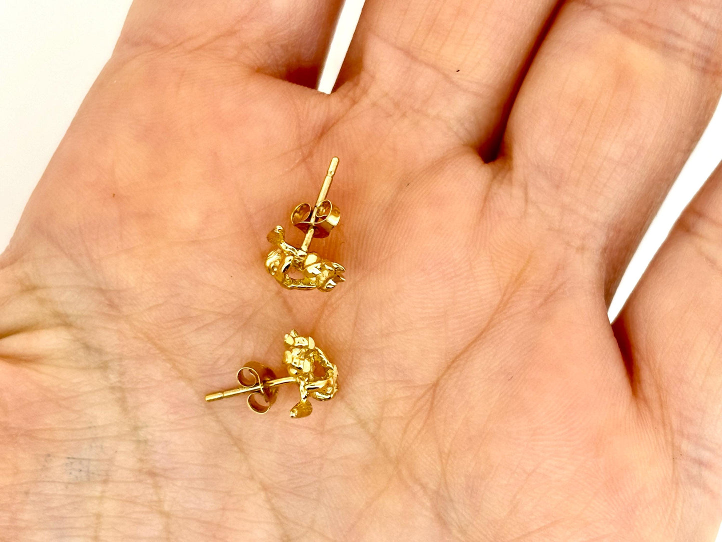 14K Solid Gold Guardian Angel Stud Earrings Loving Angel Earrings Gold Earring Valentines Gift for her Birtday Gift for Mom Protective Studs