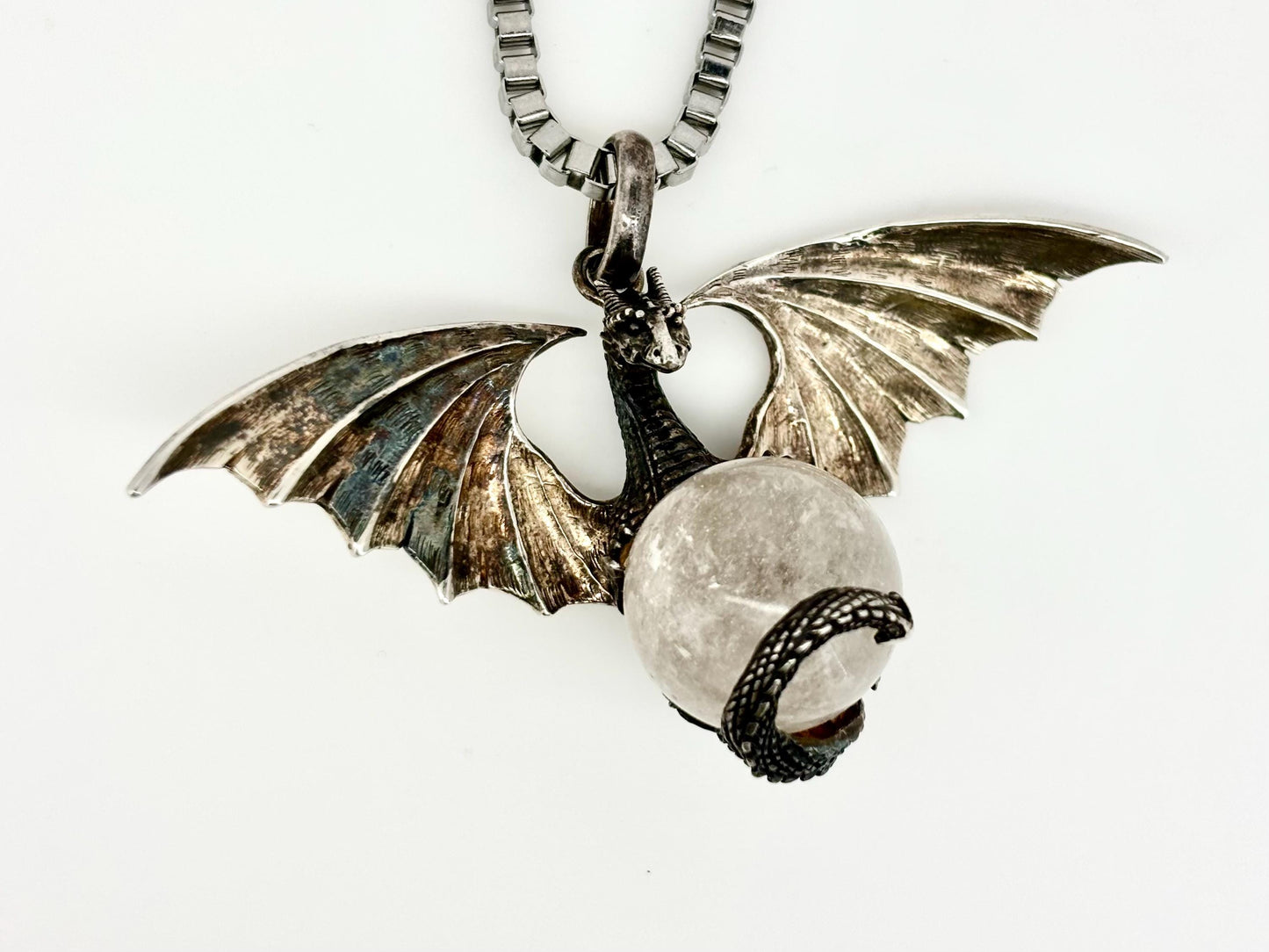 Dragon Necklace Dragon Pendant Halloween Necklace Costume Jewelry Quartz Pendant Witch Jewelry Witch Pendant Spooky Season Costume Scary