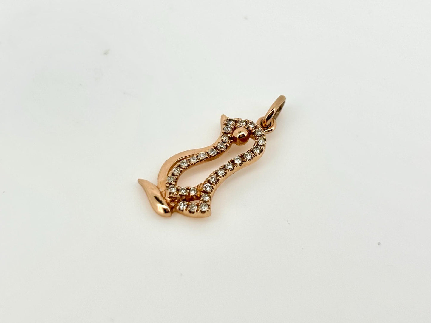 14K Rose Gold Penguin Pendant, Dainty Bird Necklace Bird Pendant Diamond Charm, Animal Diamond Pendant Gift for Her Birthday, Anniversary