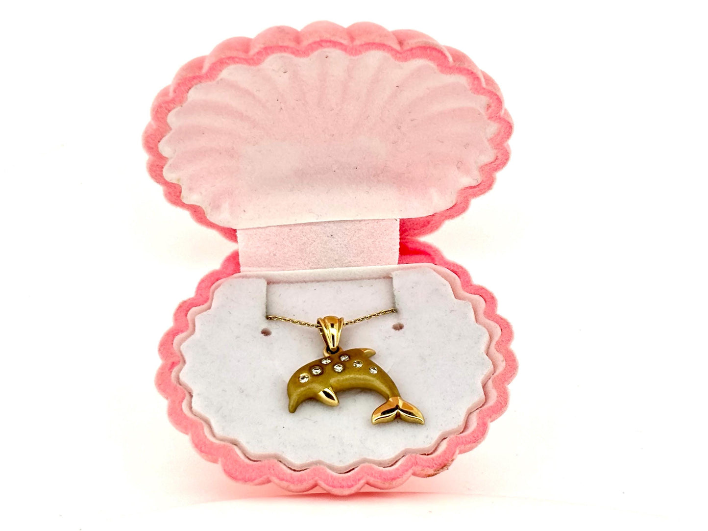 14K Solid Gold Hawaiian Dolphin Necklace, Dolphin Pendant Diamond Pendant  Sealife Birthday Gift for Her Gift for Mom, Girlfriend