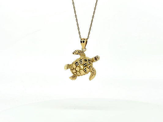 14K Solid Gold Turtle Pendant Hawaiian Turtle Honu Pendant Birthday Gift for Her Gift for Wife Gift for Girlfriend Tropical Beach Jewelry