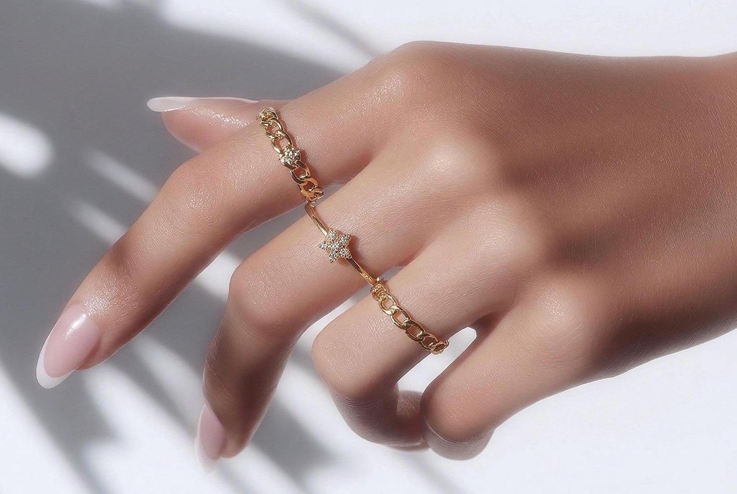 Star Ring Adjustable Gold Plated Ring With Cubic Zirconia Stone – Stackable Jewelry