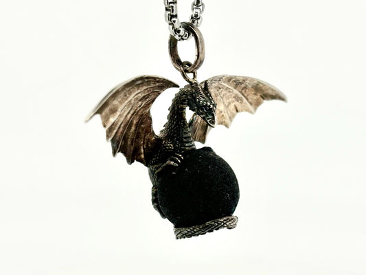 Dragon Necklace Dragon Pendant Halloween Necklace Costume Jewelry Lava Stone Pendant Witch Jewelry Witch Pendant Spooky Season Accessories