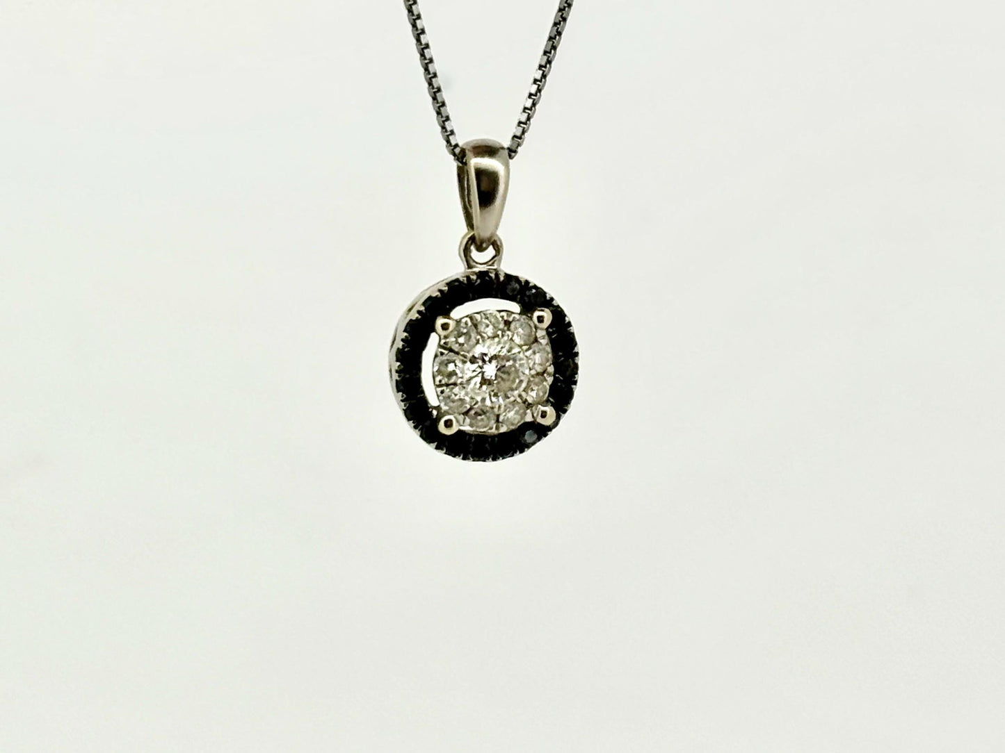 14K White Gold Black Diamond Pendant Diamond Necklace Gift for Her Natural Diamond  Anniversary Gift Birthday Gift for Mom