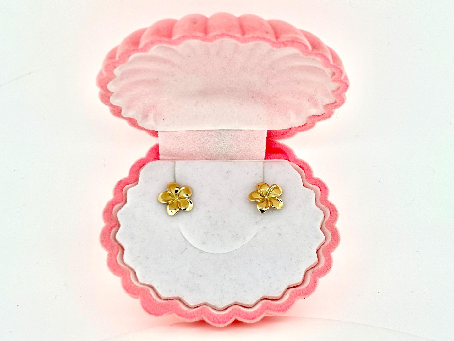 14K Solid Gold Plumeria Flower Studs Gold Earrings Gold Studs Birthday Gift for her Gift for Mom Flower Earrings