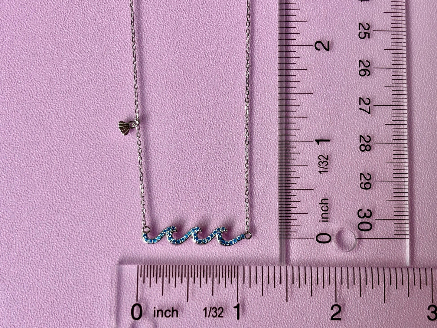 Hawaiian Blue Wave Necklace with Shell Charm