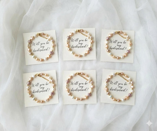 Bridesmaid Pearl Bracelet – Adjustable Copper Slider | Freshwater Wedding Jewelry Gift