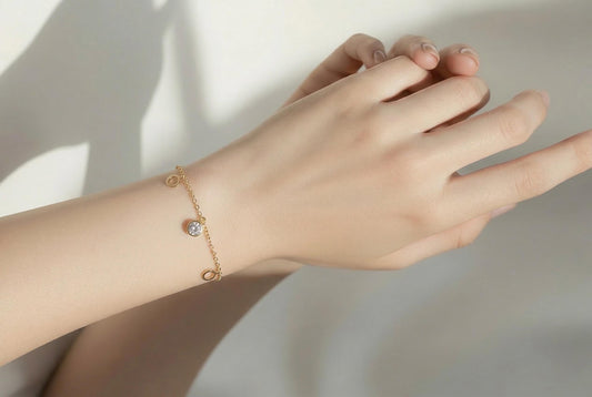Dainty Charm Bracelet – Adjustable Gold Chain With Cubic Zirconia Stones