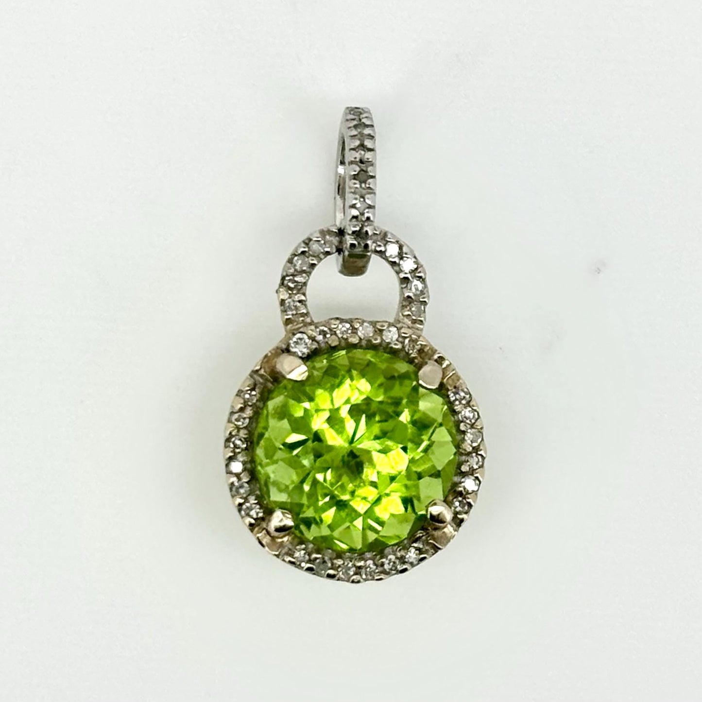 Pele’s Tears Peridot & Diamond Pendant – 14k Solid Gold Necklace