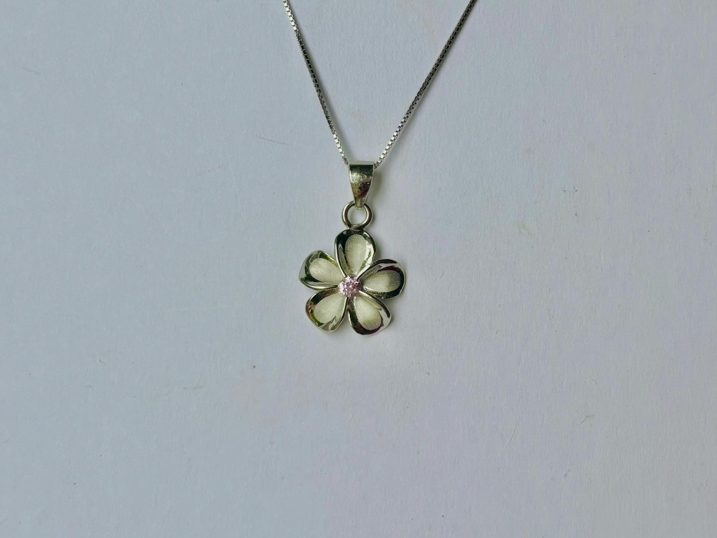 Hawaiian Plumeria Flower Necklace Pink Necklace 925 Sterling Silver Tarnish Free With Chain - Gift for Her Birthday Gift Dainty Necklace