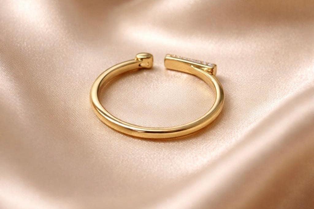 Adjustable Stackable Ring – Gold Plated Celestial Star Band With Zirconia Sparkle