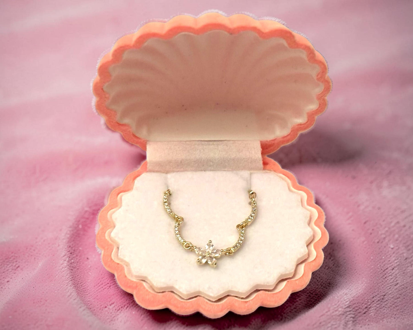 Gold Flower Necklace – Dainty Floral Pendant With Cubic Zirconia Stone