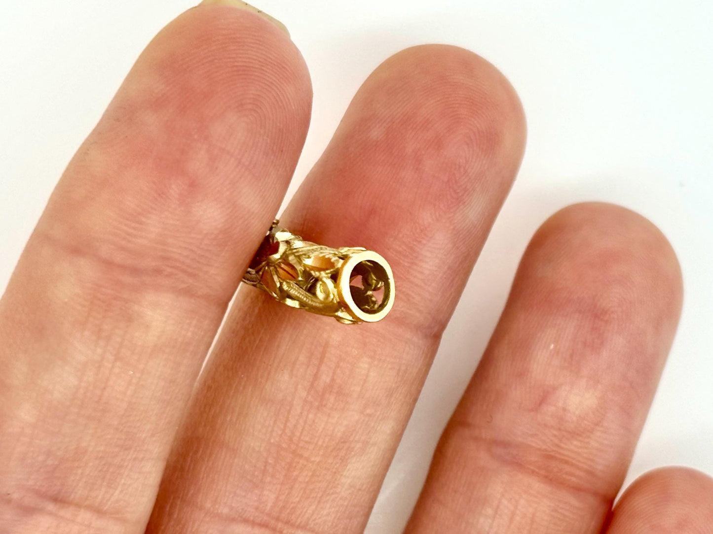 14K Solid Gold Hawaiian Barrel Pendant Flower Pendant Slider Necklace Gold Pendant Birthday Gift for her Gift for Mom Flower Puka Bead Scrol