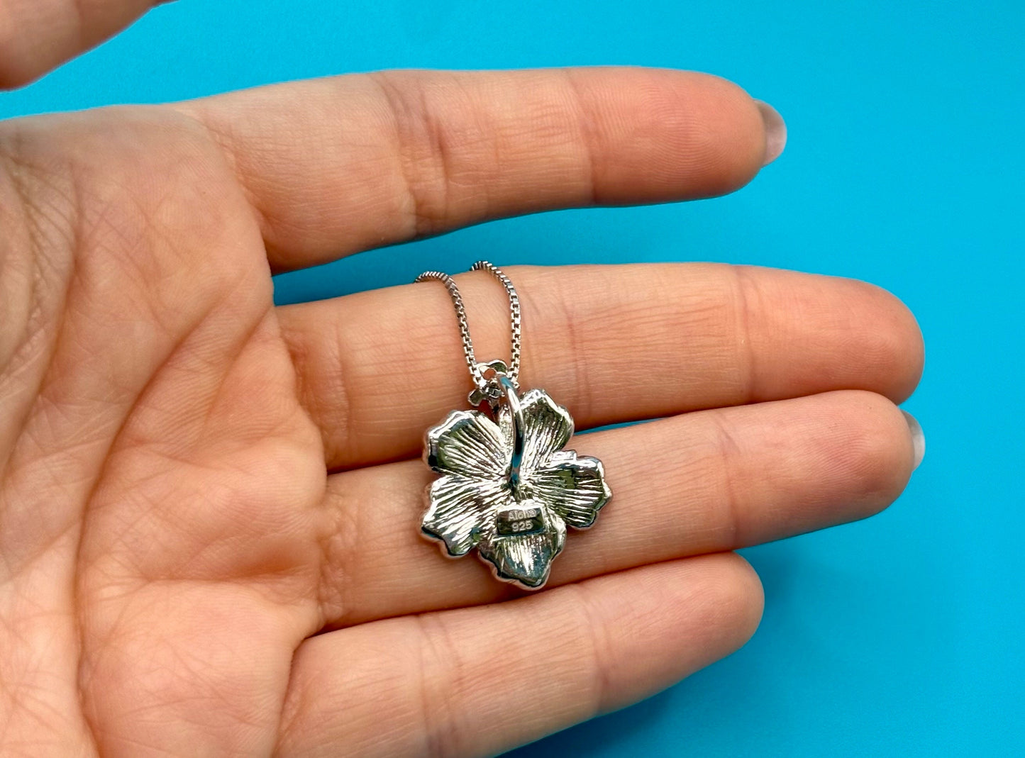 Hawaiian Hibiscus Flower Necklace Koa Wood Necklace 925 Sterling Silver Tarnish Free Wit Chain Birthday Gift For Her Dainty Necklace for Mom