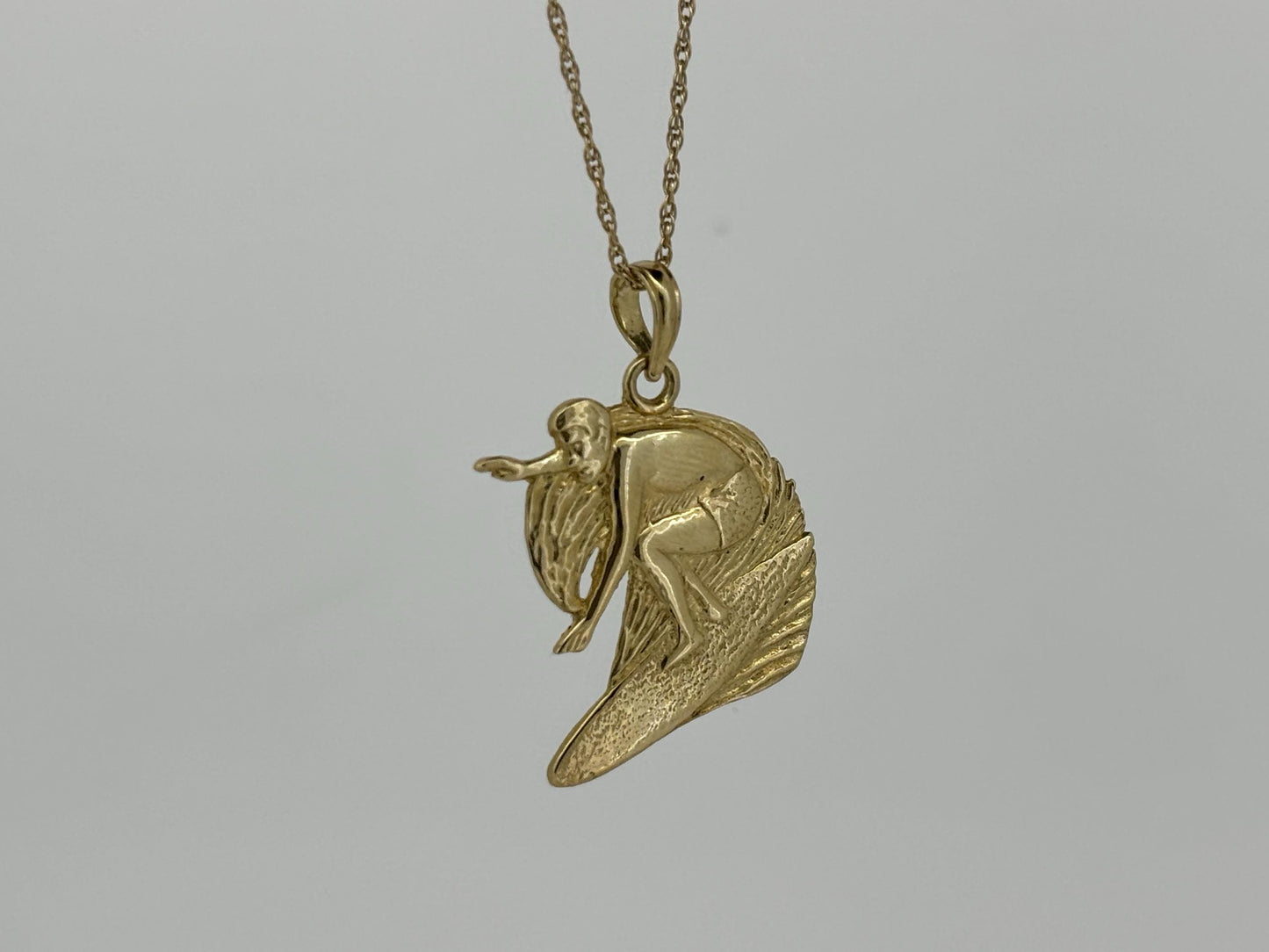 14K Gold Surfer Pendant