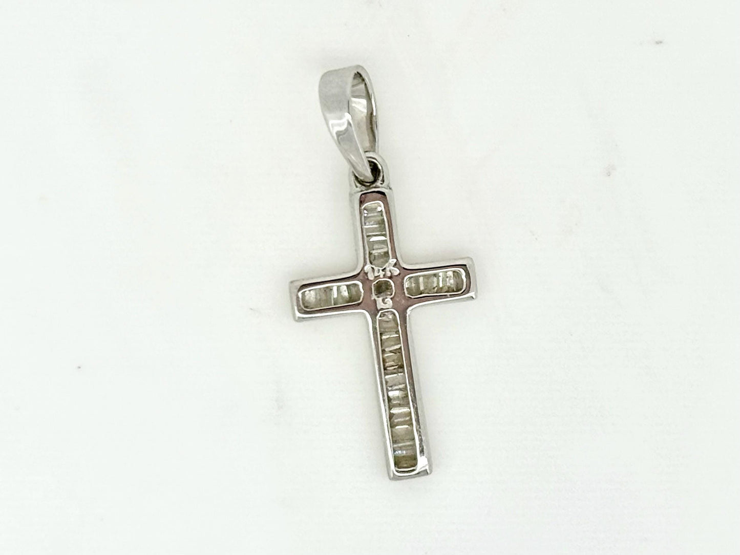 14K Solid White Gold Cross Necklace Jesus Christ Pendant Diamond Cross Christian Gift for her Chritian Gift for Wife Christmas Gift