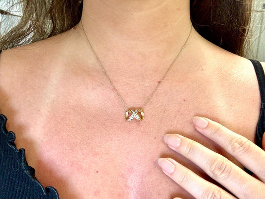 14K Yellow Gold Diamond Infinity Pendant, Diamond Necklace, Dainty Gold Charm,Elegant Infinity Necklace Birthday Gift for Her