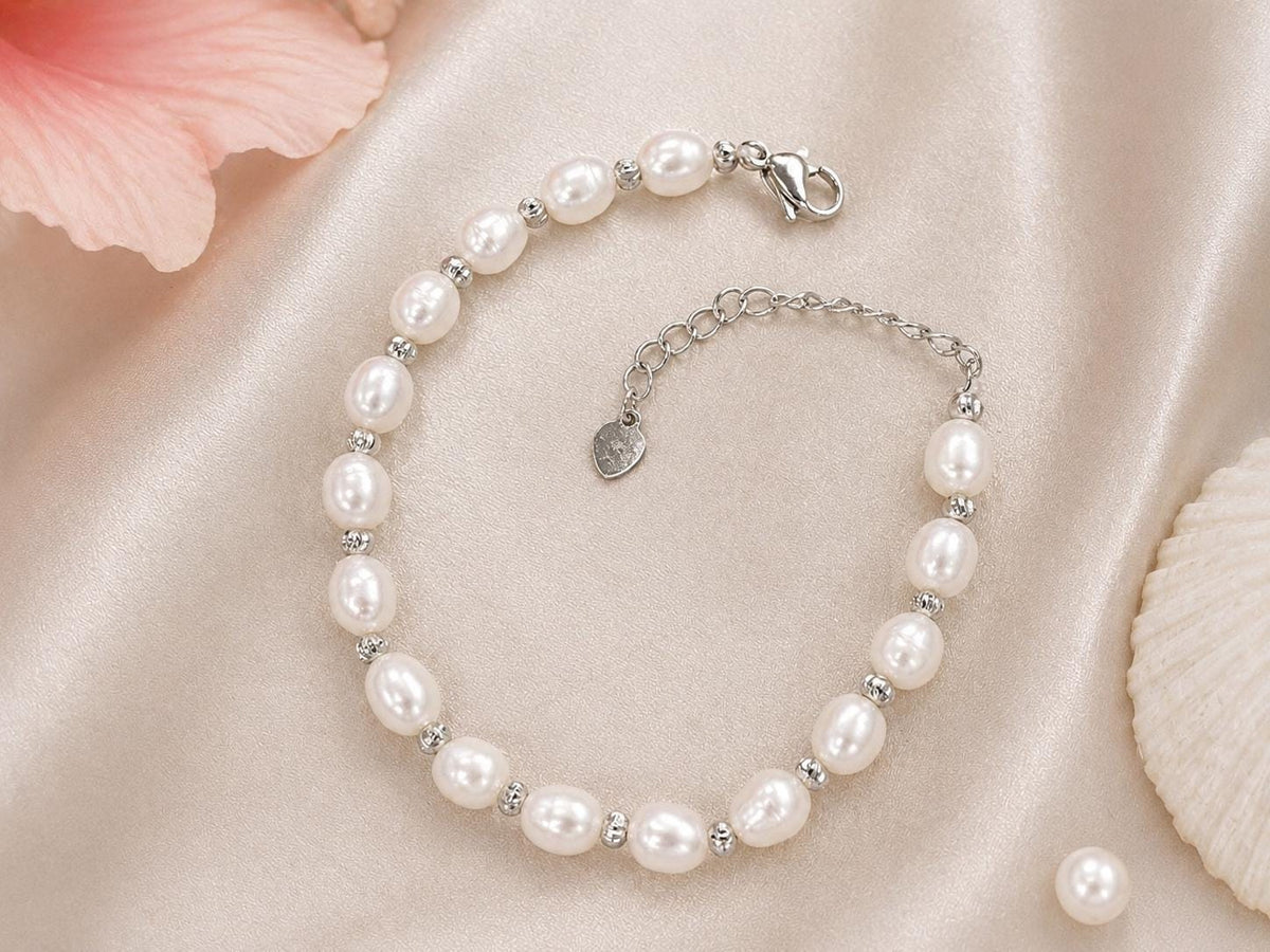White Pearl Bracelet, Adjustable Silver Bridal Jewelry Gift For Her, wedding, hawaii, ocean – handmade Hawaiian jewelry, Island Goddess Jewelry