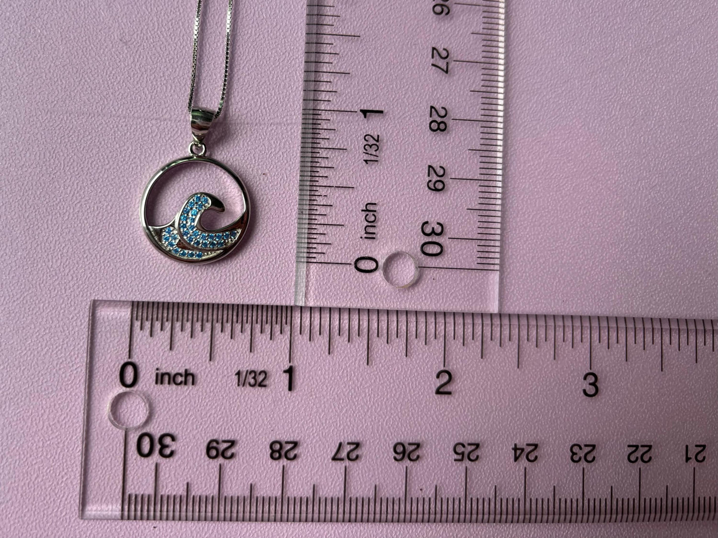 Blue Topaz Wave Necklace – 925 Sterling Silver