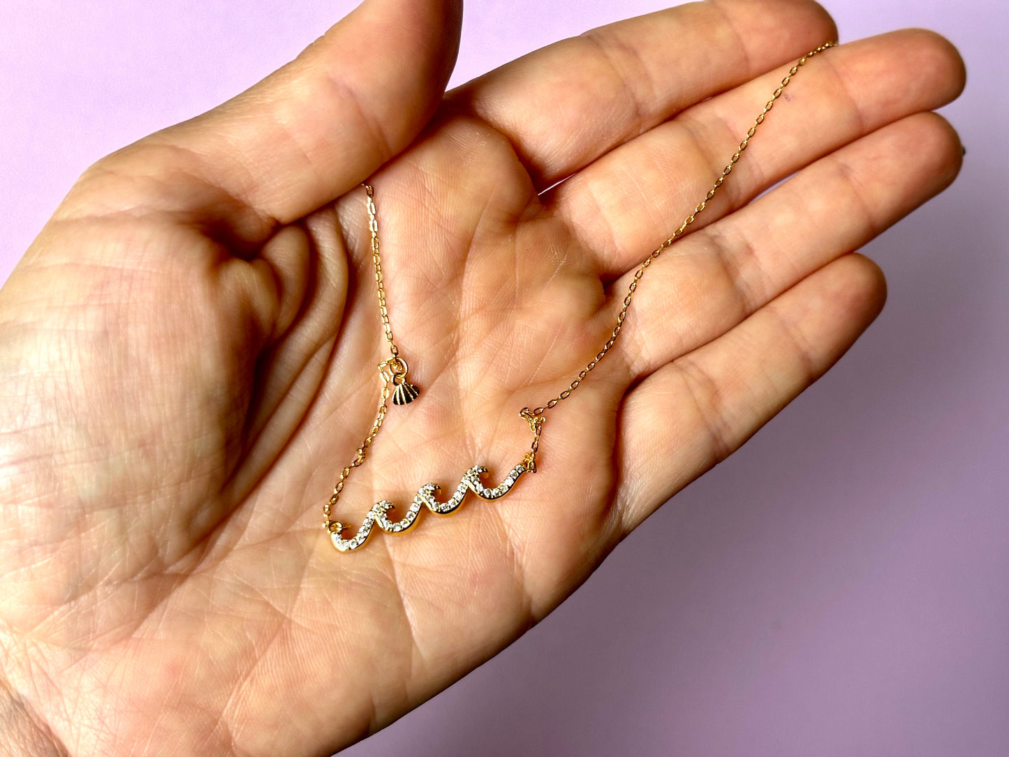 Triple Wave Necklace in 925 Sterling Silver plated with 14K gold,