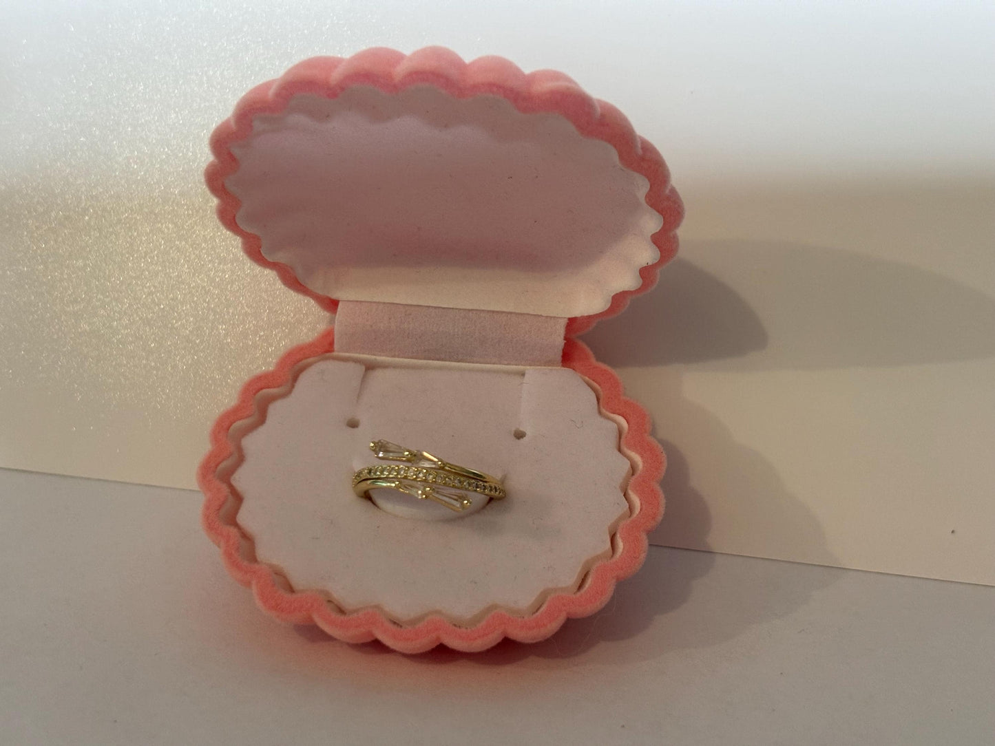Adjustable Stackable Ring – Gold Plated Stainless Steel Band with Sparkling Cubic Zirconia